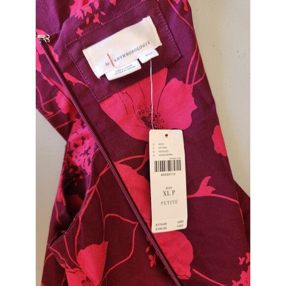 NWT Anthropologie The Cecily Fit & Flare Sweetheart Dress Size XLP Wine 9B407 - Picture 8 of 12